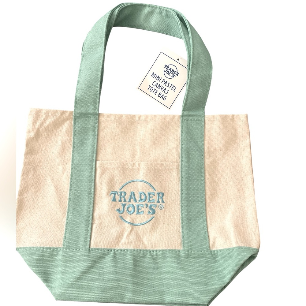 Trader Joe’s Mini Mint and Cream Canvas Tote Bag
